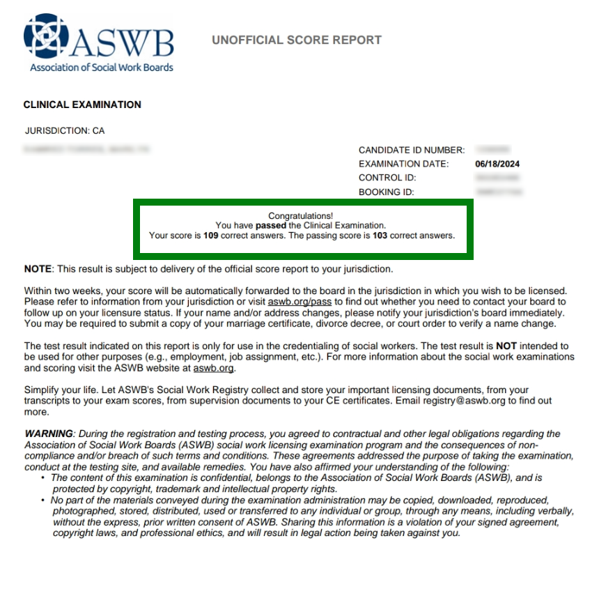 Marilyn Passed the Clinical Exam