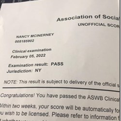 Nancy Passed the Clinical Exam!