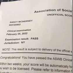 Nancy Passed the Clinical Exam!