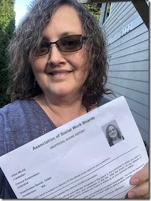 gina passed the social work exam in one try