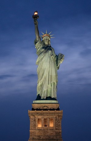statue of liberty at dusk