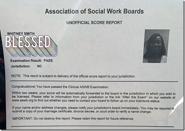 whitney passed the aswb exam with swtp