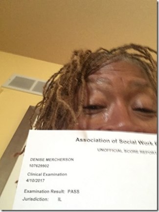 denise passed the social work exam