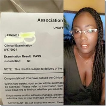 jasmine passed the clinical exam in michigan